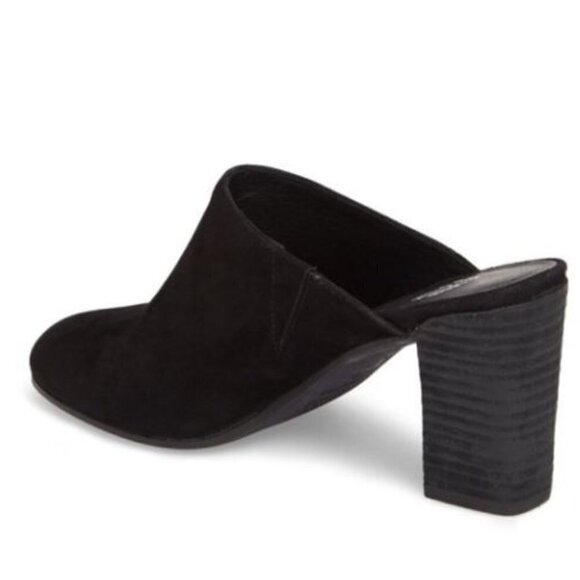 Eileen Fisher Prana suede almond toe wooden stacked block heel mule Size 10 - Picture 2 of 5